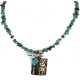 12kt Gold Filled .925 Sterling Silver Handmade Certified Authentic Navajo Coral Natural Turquoise Native American Necklace 24302-1601-10