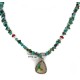 .925 Sterling Silver Handmade Certified Authentic Signed Navajo Coral Natural Turquoise Native American Necklace 2423-1601-12