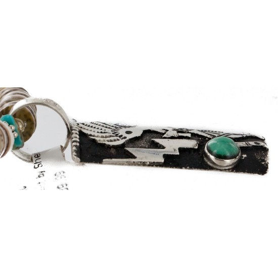 Certified Authentic Kokopelli .925 Sterling Silver Handmade Navajo Natural Turquoise Graduated Melon Shell Native American Necklace 24424-6-16057