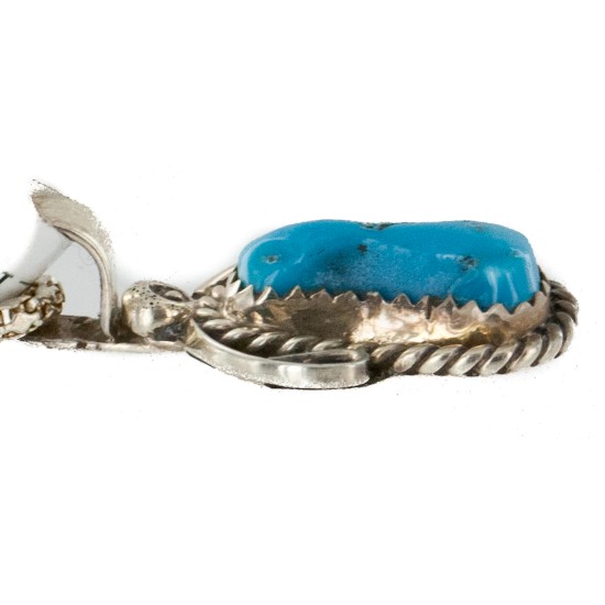 Certified Authentic Navajo .925 Sterling Silver Natural Turquoise Native American Necklace 16088-7