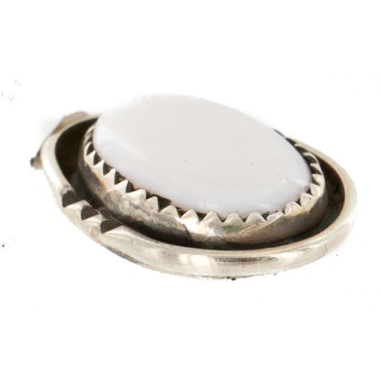 Handmade Certified Authentic .925 Sterling Silver Navajo Natural Mother of Pearl Native American Pendant 16088-9