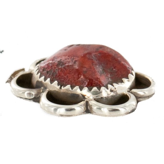 Handmade Certified Authentic .925 Sterling Silver Navajo Coral Native American Pendant 16088-1
