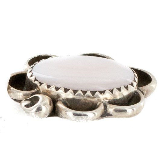 .925 Sterling Silver Handmade Certified Authentic Natural Mother of Pearl Navajo Native American Pendant 16088-10