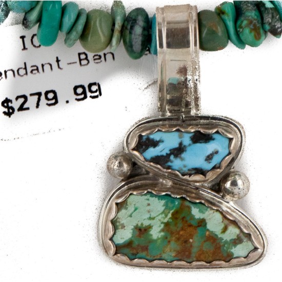 .925 Sterling Silver Handmade Certified Authentic Navajo Coral Turquoise Native American Necklace 16023-6-1601-11