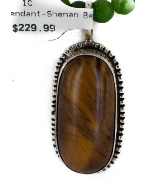 .925 Sterling Silver Handmade Certified Authentic Navajo Tigers Eye and Quartz Native American Necklace 24125-16076-6