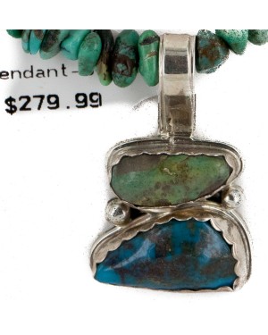 .925 Sterling Silver Handmade Certified Authentic Navajo Turquoise Coral Native American Necklace 16023-2-1601-13