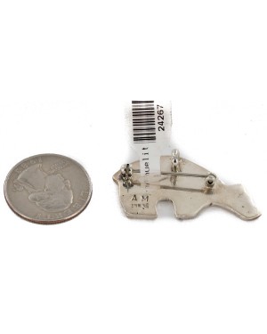 Certified Authentic Bear Navajo .925 Sterling Silver Native American Pin and Pendant  24267