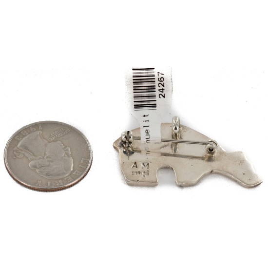 Certified Authentic Bear Navajo .925 Sterling Silver Native American Pin and Pendant  24267