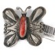 Certified Authentic Butterfly Handmade Navajo .925 Sterling Silver Natural Spiny Oyster Native American Pin and Pendant 14557