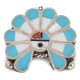 Certified Authentic Handmade Navajo .925 Sterling Silver Coral Natural Turquoise Mother of Pearl Native American Pin and Pendant 16036