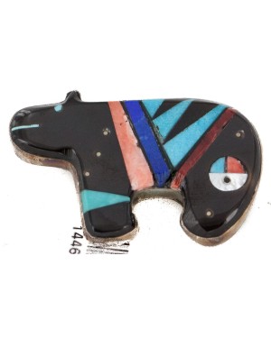 Certified Authentic Handmade Signed Navajo .925 Sterling Silver Natural Turquoise and Multicolor Native American Pin and Pendant 14469