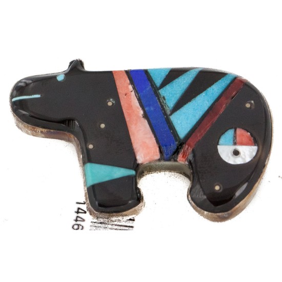 Certified Authentic Handmade Signed Navajo .925 Sterling Silver Natural Turquoise and Multicolor Native American Pin and Pendant 14469