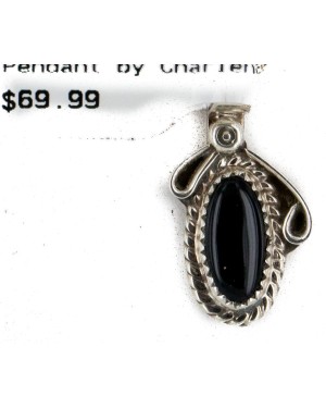 Certified Authentic Navajo .925 Sterling Silver Natural Black Onyx Native American Necklace 16088-2