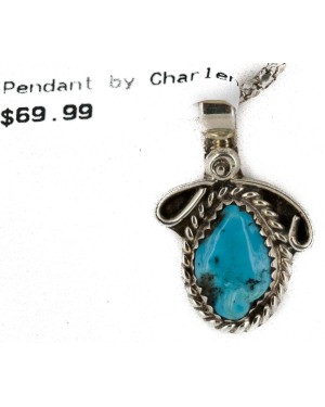 Certified Authentic Navajo .925 Sterling Silver Natural Turquoise Native American Necklace 16088-5