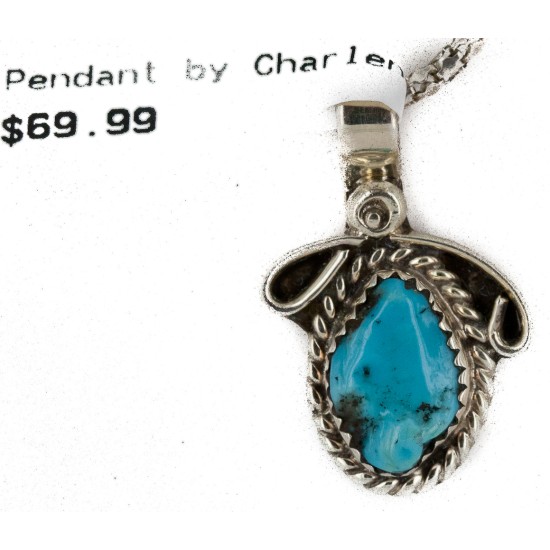 Certified Authentic Navajo .925 Sterling Silver Natural Turquoise Native American Necklace 16088-5