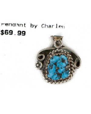 Certified Authentic Navajo .925 Sterling Silver Natural Turquoise Native American Necklace 16088-6