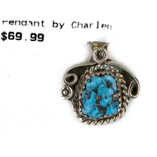 Certified Authentic Navajo .925 Sterling Silver Natural Turquoise Native American Necklace 16088-6