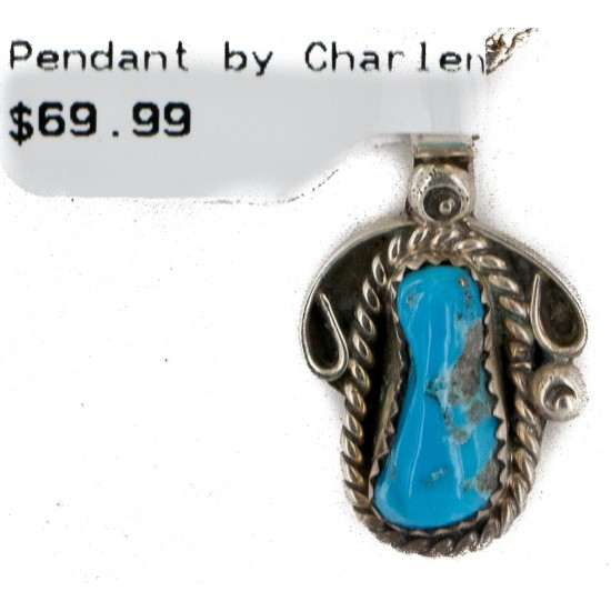 Certified Authentic Navajo .925 Sterling Silver Natural Turquoise Native American Necklace 16088-7