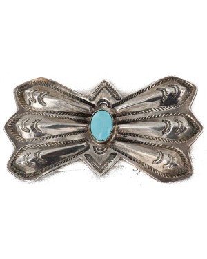 Certified Authentic Signed Navajo .925 Sterling Silver Natural Turquoise Native American Pin and Pendant 2421