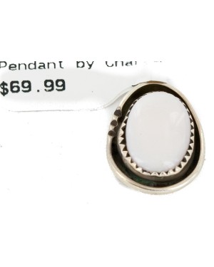 Handmade Certified Authentic .925 Sterling Silver Navajo Natural Mother of Pearl Native American Pendant 16088-9