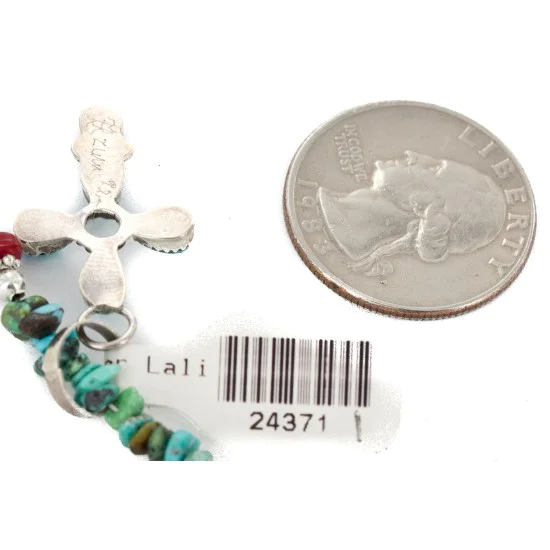 Handmade Navajo .925 Sterling Silver Turquoise Native American Cross Necklace 24371-1-1601-23 Handmade Navajo .925 Sterling Silver Turquoise Native American Cross Necklace 24371-1-1601-23