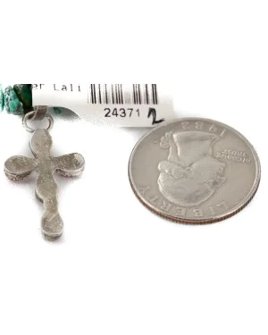 Handmade Cross Zuni .925 Sterling Silver Natural Turquoise Pink Coral Necklace 24371-2-1601-24 Handmade Cross Zuni .925 Sterling Silver Natural Turquoise Pink Coral Necklace 24371-2-1601-24