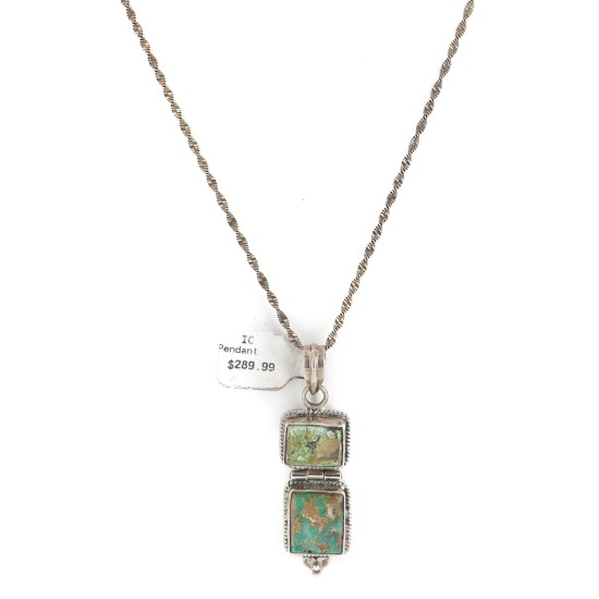 Handmade Navajo .925 Sterling Silver Natural Turquoise Native American Necklace 10050