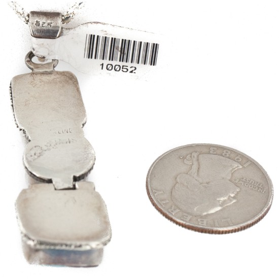 Handmade Navajo .925 Sterling Silver Natural Turquoise and Spiny Oyster Native American Necklace 10052