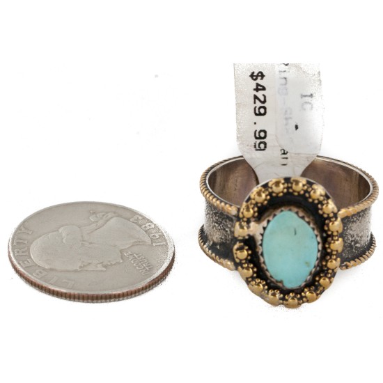 12kt Gold Filled 925 Sterling Silver Handmade Certified Authentic Navajo Natural Native American Ring 12623-1 12kt Gold Filled 925 Sterling Silver Handmade Certified Authentic Navajo Natural Native American Ring 12623-1