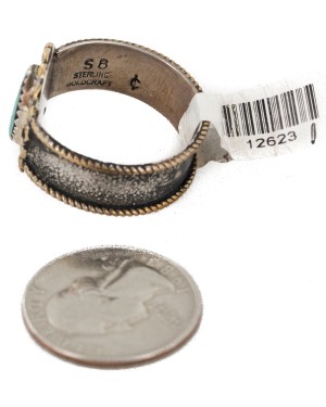 12kt Gold Filled 925 Sterling Silver Handmade Certified Authentic Navajo Natural Native American Ring 12623-1 12kt Gold Filled 925 Sterling Silver Handmade Certified Authentic Navajo Natural Native American Ring 12623-1