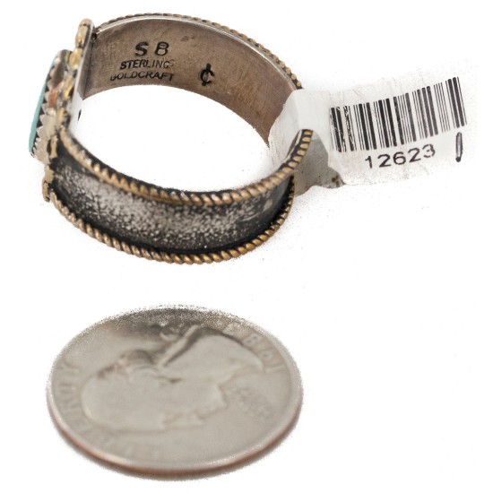 12kt Gold Filled 925 Sterling Silver Handmade Certified Authentic Navajo Natural Native American Ring 12623-1 12kt Gold Filled 925 Sterling Silver Handmade Certified Authentic Navajo Natural Native American Ring 12623-1