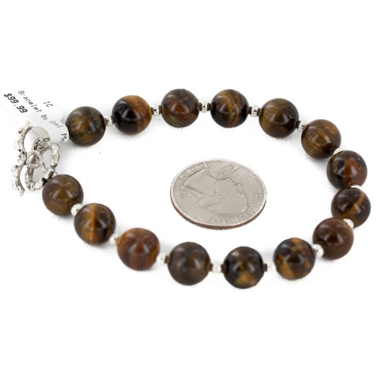 Certified Authentic Navajo Natural Tigers Eye Native American Bracelet 12888-1