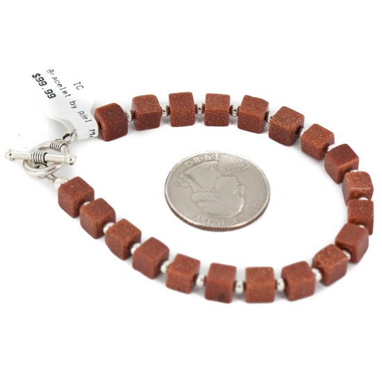 Certified Authentic Navajo Natural Goldstone Native American Bracelet 12888-4