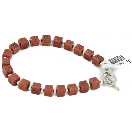 Certified Authentic Navajo Natural Goldstone Native American Bracelet 12888-4