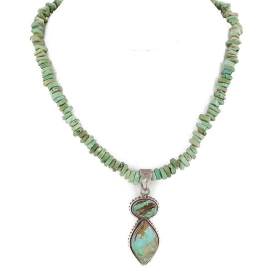 Handmade Navajo .925 Sterling Silver Natural Turquoise and Turquoise Native American Necklace 10053