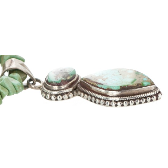 Handmade Navajo .925 Sterling Silver Natural Turquoise and Turquoise Native American Necklace 10053