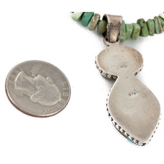 Handmade Navajo .925 Sterling Silver Natural Turquoise and Turquoise Native American Necklace 10053