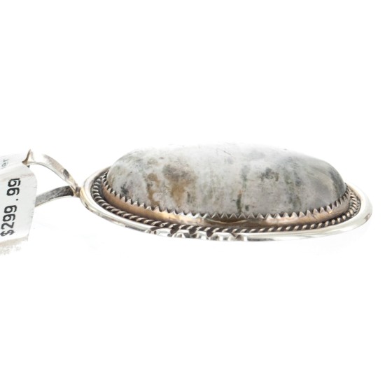 .925 Sterling Silver Handmade Certified Authentic Navajo Natural Jasper Native American Necklace 24191