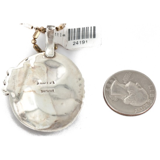 .925 Sterling Silver Handmade Certified Authentic Navajo Natural Jasper Native American Necklace 24191