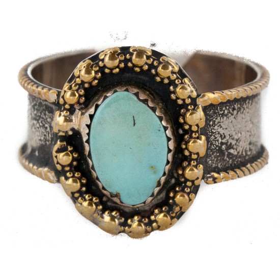 12kt Gold Filled 925 Sterling Silver Handmade Certified Authentic Navajo Natural Native American Ring 12623-1 12kt Gold Filled 925 Sterling Silver Handmade Certified Authentic Navajo Natural Native American Ring 12623-1