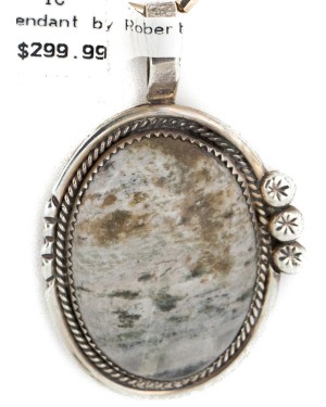 .925 Sterling Silver Handmade Certified Authentic Navajo Natural Jasper Native American Necklace 24191