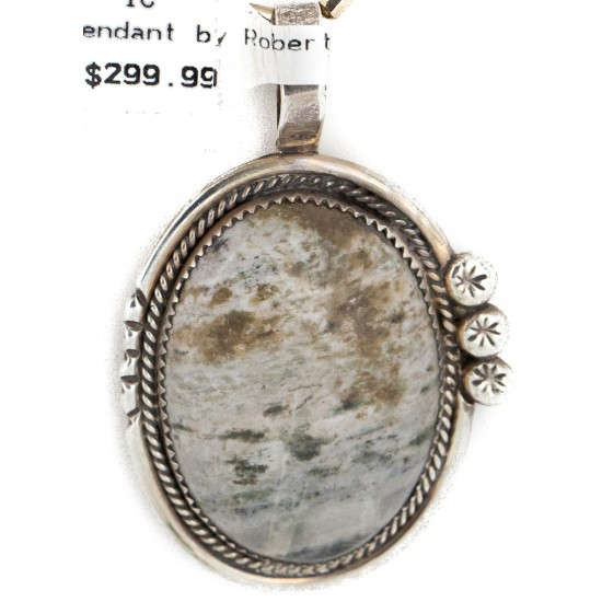 .925 Sterling Silver Handmade Certified Authentic Navajo Natural Jasper Native American Necklace 24191