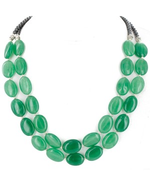 Certified Authentic 2 Strand Navajo Natural Hematite and Jade Native American Necklace 16089