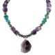Certified Authentic Navajo .925 Sterling Silver Natural Turquoise Amethyst Hematite Native American Necklace 34057
