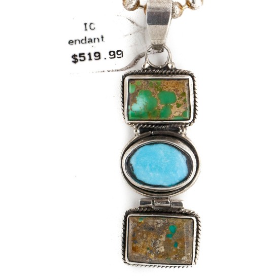 Handmade Certified Authentic Navajo .925 Sterling Silver Natural Turquoise Native American Necklace 24119