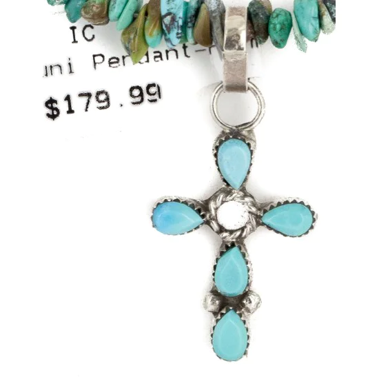 Handmade Navajo .925 Sterling Silver Turquoise Native American Cross Necklace 24371-1-1601-23 Handmade Navajo .925 Sterling Silver Turquoise Native American Cross Necklace 24371-1-1601-23
