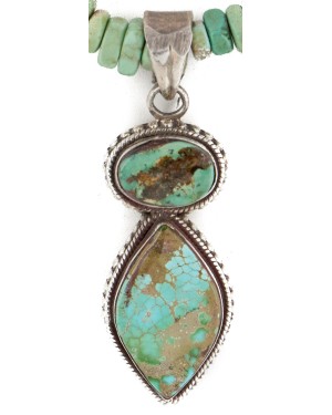 Handmade Navajo .925 Sterling Silver Natural Turquoise and Turquoise Native American Necklace 10053