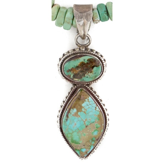Handmade Navajo .925 Sterling Silver Natural Turquoise and Turquoise Native American Necklace 10053