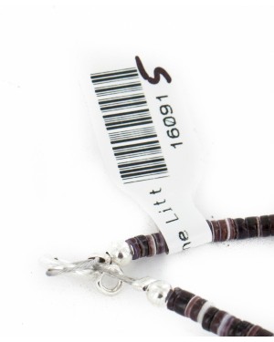 Certified Authentic Navajo .925 Sterling Silver White Howlite Black Onyx Hematite Native American Necklace 16091-5