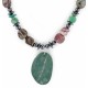 Certified Authentic Navajo .925 Sterling Silver Natural Turquoise Green Jasper Hematite Native American Necklace 16090-2